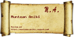 Muntean Anikó névjegykártya